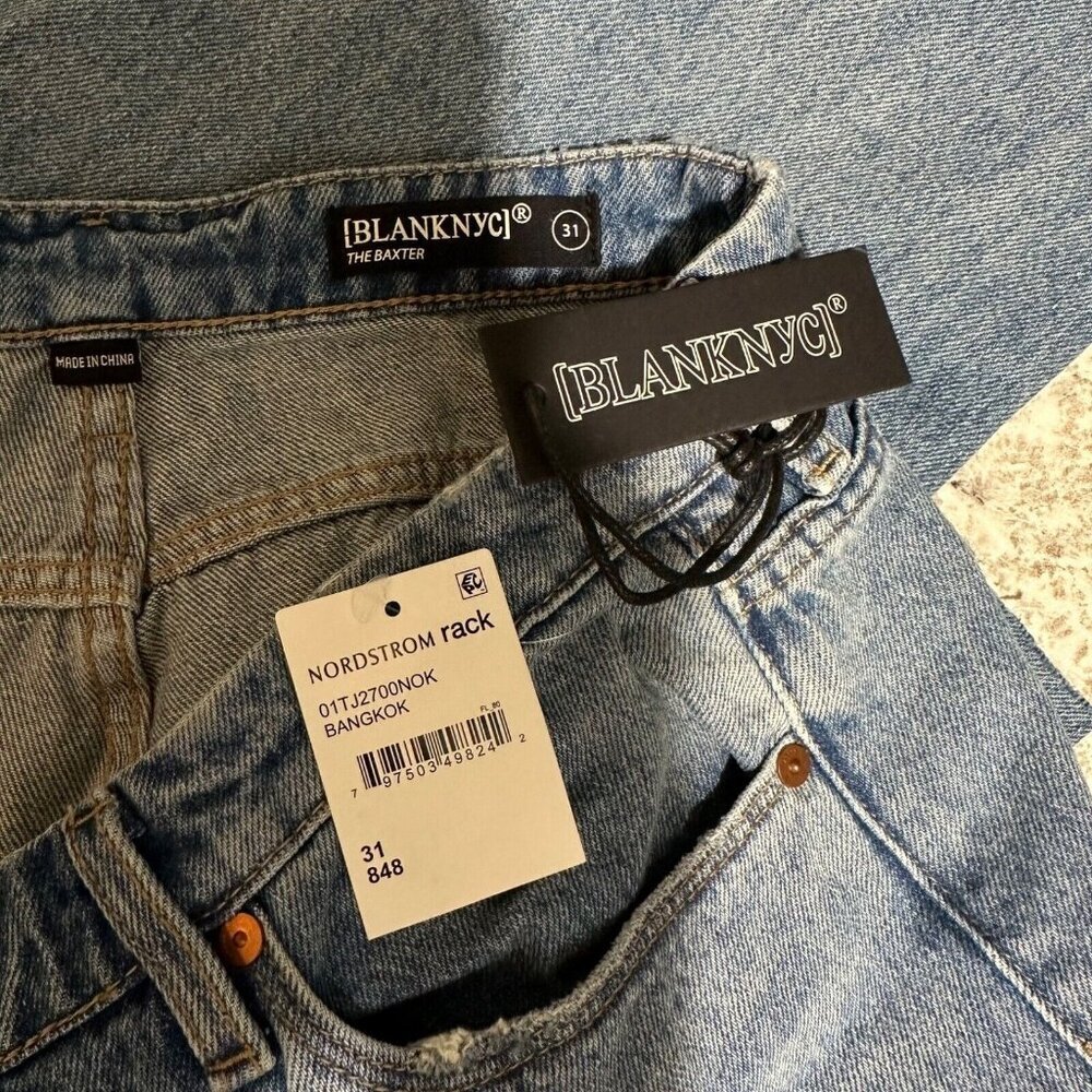 Blank NYC Women‎ Size 31 Baxter Ribcage Straight Leg Jean Bangkok Raw Hem NWT - Picture 4 of 5